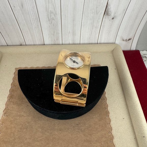 Vintage Marcel Boucher Round Hinged Cuff Bracelet Manual Winding Watch - Picture 5 of 10